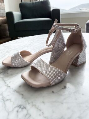 Call It Spring Rhinestone Block Heel Sandals - Size 5, Worn Once